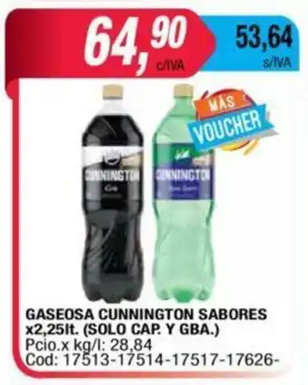 Maxiconsumo Gaseosa Cunnington Sabores x 2,25lt. (Solo Cap. Y GBA.) oferta