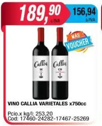Maxiconsumo Callia Vino Varietales x750cc oferta