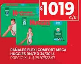 Supermercados DIA Pañales Flexi Comfort Mega Huggies RN/P x 34/30U oferta