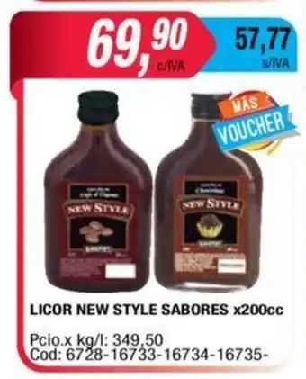 Maxiconsumo New Style Licor Sabores x200cc oferta