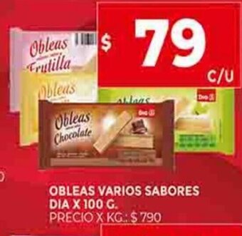 Supermercados DIA Obleas Varios Sabores Dia x 100g oferta