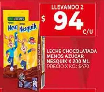 Supermercados DIA Leche Chocolatada Menos Azucar Nesquik x 200ml oferta