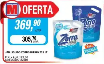 Maxiconsumo Zorro Plus Jab.Liquido D/Pack x 3 LT oferta