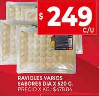 Supermercados DIA Ravioles Varios Sabores Dia x 520g oferta