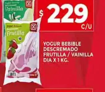 Supermercados DIA Yogur Bebible Descremado Frutilla / Vainilla Dia x 1kg oferta
