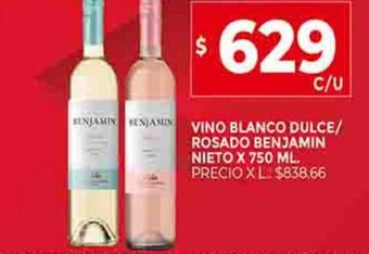 Supermercados DIA Vino Blanco Dulce / Rosado Benjamin Nieto x 750ml oferta