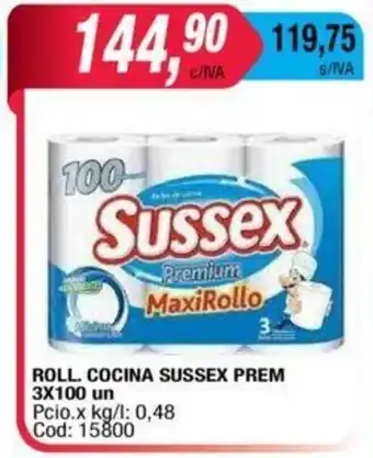 Maxiconsumo Sussex Prem Roll. Cocina 3x100 un oferta