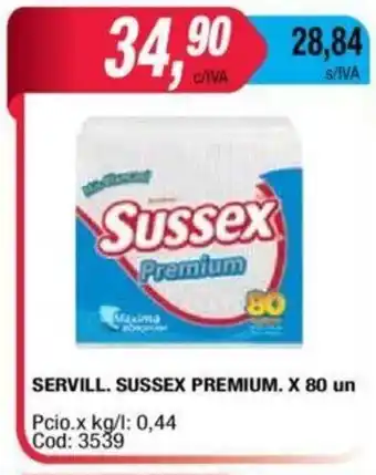 Maxiconsumo Sussex Premium. Servill. x 80 un oferta