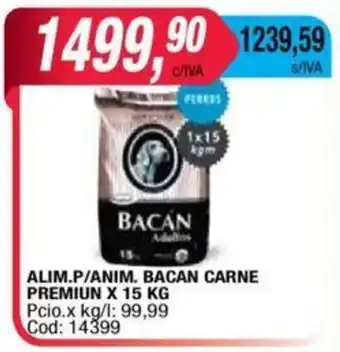 Maxiconsumo Bacan Alim.P/Anim. Carne Premiun x 15 KG oferta