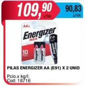 Maxiconsumo Energizer Pilas AA (E91) x 2 UNID oferta