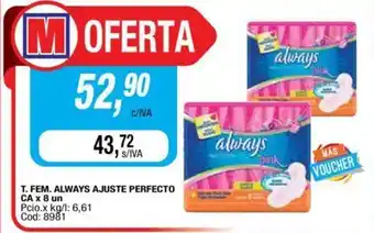 Maxiconsumo Always T. Fem. Ajuste Perfecto CA x 8 un oferta