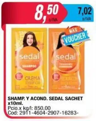 Maxiconsumo Shamp. Y Acond. Sedal Sachet x 10ml. oferta