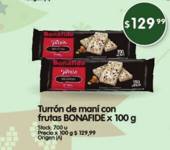 Supermercados Buenos Días Turrón de Maní con frutas Bonafide x 100g. oferta