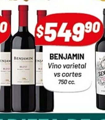 Almacor Benjamin Vino Varietal vs Cortes 750cc oferta