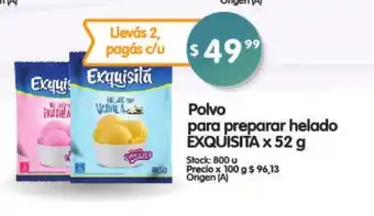 Supermercados Buenos Días Polvo Para Preparar Helado Exquisita x 52g oferta