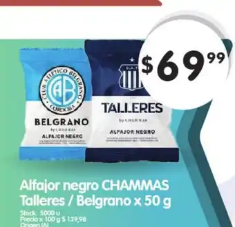 Supermercados Buenos Días Alfajor Negro Chammas Talleres / Belgrano x 50g oferta