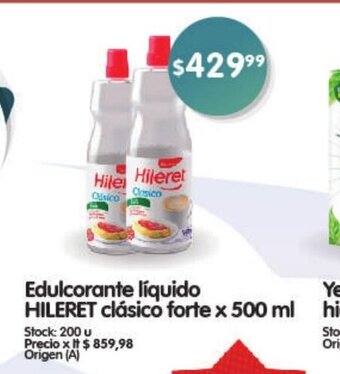 Supermercados Buenos Días Edulcorante Líquido Hileret Clásico Forte x 500ml oferta