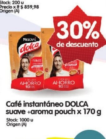 Supermercados Buenos Días Café Instantáneo Dolca Suave+Aroma Pouch x 170g oferta
