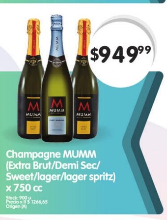 Supermercados Buenos Días Champagne MUMM x 750cc oferta