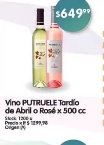 Supermercados Buenos Días Vino Putruele Tardío de Abril o Rosé x 500 cc oferta
