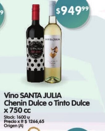 Supermercados Buenos Días Vino Santa Julia Chenin Dulce o Tinto Dulce x 750cc oferta