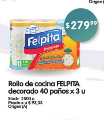 Supermercados Buenos Días Rollo de Cocina Felpita Decorado 40 Paños x 3 u oferta