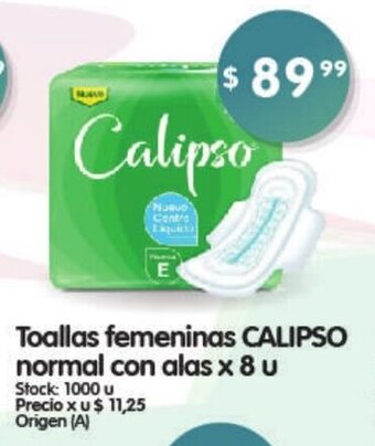 Supermercados Buenos Días Toallas Femeninas Calipso Normal Con Alas x 8 u oferta