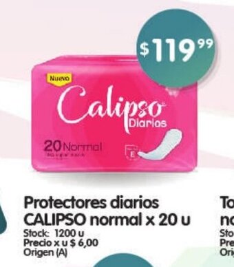Supermercados Buenos Días Protectores Diarios Calipso Normal x 20u oferta
