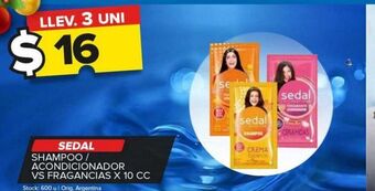 Carrefour Maxi Shampoo/acondicionador sedal x 10cc oferta