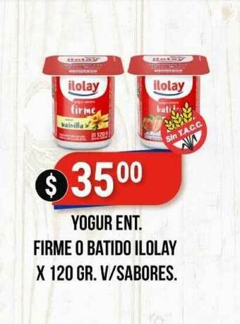 Supermercados Mayor Firme Yogur Ent. O Batido Ilolay V Sabores x120gr oferta