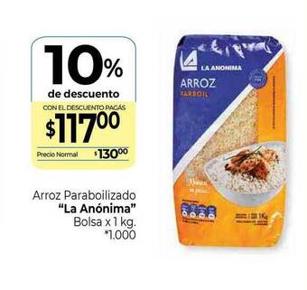 La Anonima La Anónima Arroz Paraboilizado 10% De Descuento x1 kg oferta