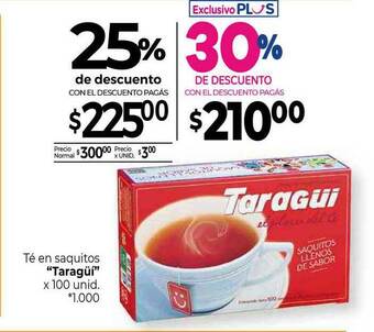 La Anonima Taragüi Té En Saquitos 25% De Descuento x100 unid oferta