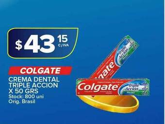 Carrefour Maxi Colgate Creme Dental Triple Accion x 50grs oferta
