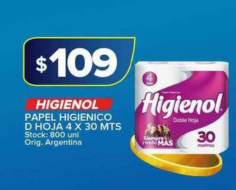 Carrefour Maxi Higienol Papel Higienico D Hoja 4 x 30mts oferta