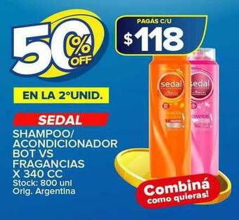 Carrefour Maxi Sedal Shampoo Acondicionador Bot Vs Fragancias x 340cc oferta