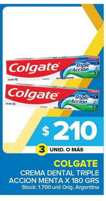 Carrefour Maxi Colgate Crema Dental Triple Accion Menta 180grs oferta