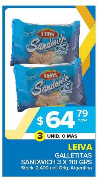 Carrefour Maxi Leiva Galletitas Sandwich 3 x 110grs oferta