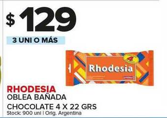 Carrefour Maxi Rhodesia Oblea Bañada Chocolate 4 x 22grs oferta