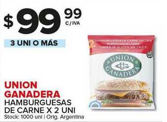 Carrefour Maxi Union Ganadera Hamburguesas De Carne x 2 uni oferta