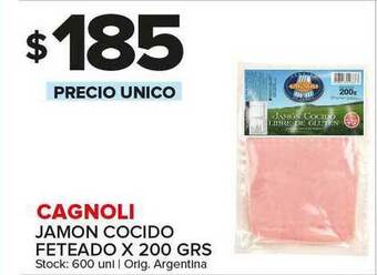Carrefour Maxi Cagnoli Jamon Cocido Feteado x 200grs oferta