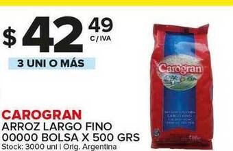 Carrefour Maxi Carogran Arroz Largo Fino 00000 Bolsa x 500grs oferta