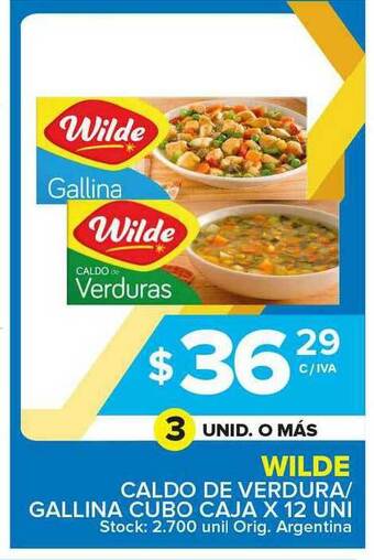 Carrefour Maxi Wilde Caldo De Verdura Gallina Cubo Caja x 12 uni oferta
