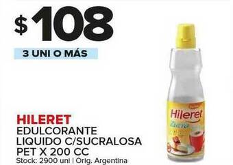 Carrefour Maxi Hileret Edulcorante Liquido C Sucralosa x 200cc oferta