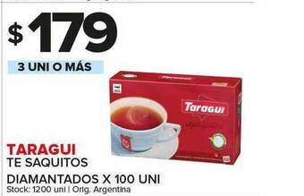 Carrefour Maxi Taragui Te Saquitos Diamantados x 100 uni oferta