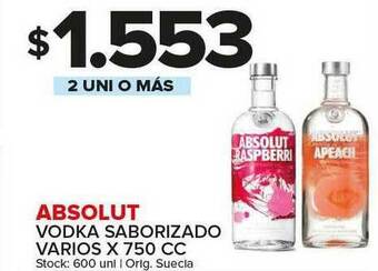 Carrefour Maxi Absolut Vodka Saborizado Varios x 750cc oferta