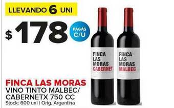 Carrefour Maxi Finca Las Moras Vino Tinto Malbec Cabernet x 750cc oferta