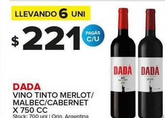 Carrefour Maxi Dada Vino Tinto Merlot Malbec Cabernet x 750cc oferta