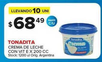 Carrefour Maxi Tonadita Crema De Leche Con Vit E x 200cc oferta