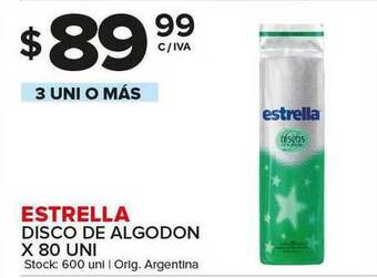 Carrefour Maxi Estrella Disco De Algodon x 80 uni oferta