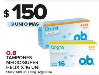 Carrefour Maxi O.b Tampones Medio Super Helix x 16uni oferta